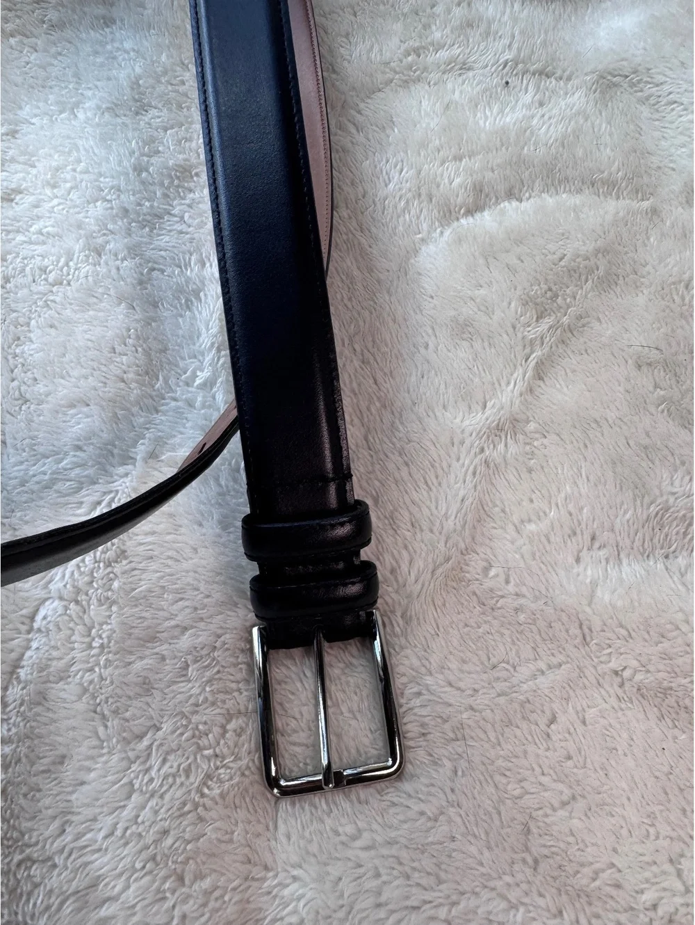 Nordstrom Men's Shop Black Leather Dress Belt with Silver Hardware- size 38